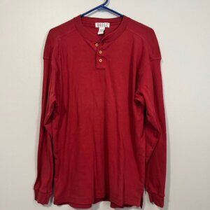 USED Men's Badge Long Sleeve T Shirt Color Burgundy Size Large